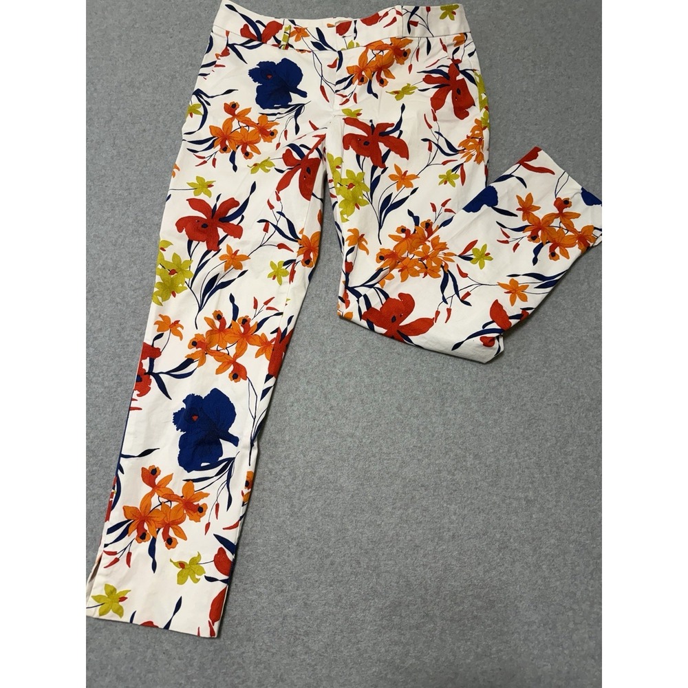 Banana Republic Y2K Tropical Floral Pants Sz 8 Vibrant Colorful Stretch Trouser